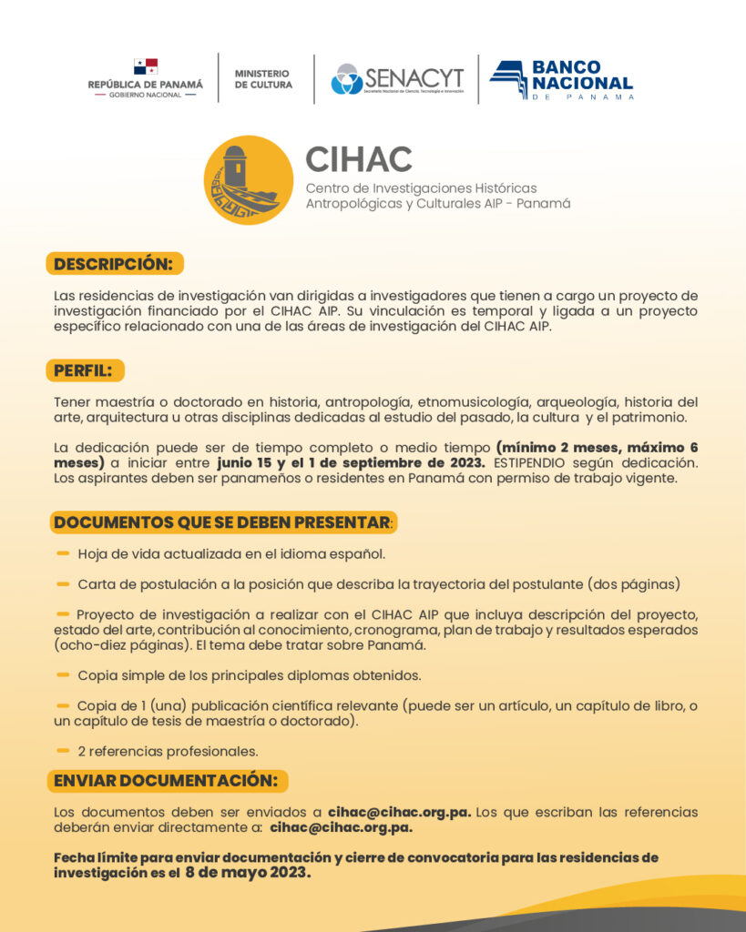 Convocatoria residencias de investigacion CIHAC 2023